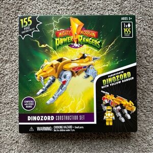 MIGHTY MORPHIN POWER RANGERS SABERTOOTH DINOZORD CONSTRUCTION SET YELLOW RANGER